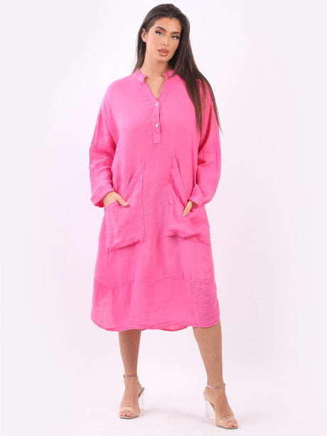 Plain Plus Size Linen Dress