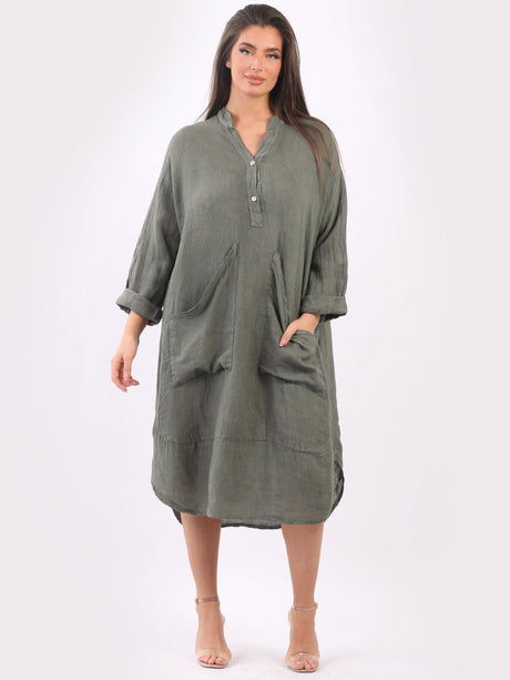 Plain Plus Size Linen Dress