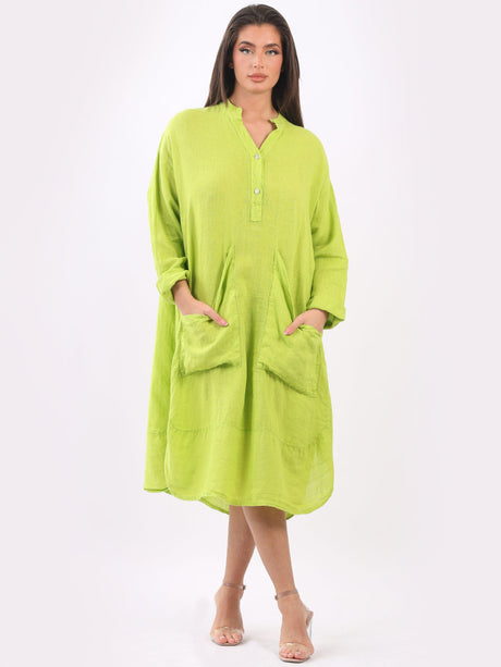 Plain Plus Size Linen Dress