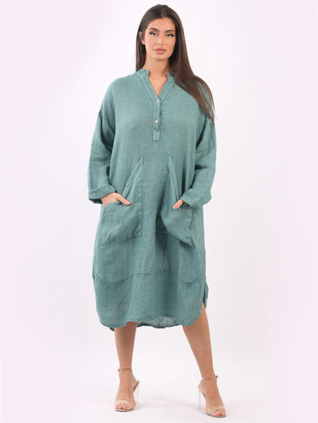 Plain Plus Size Linen Dress