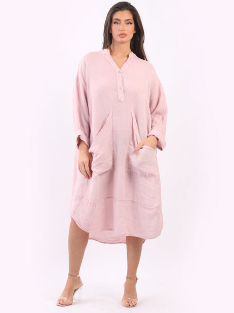 Plain Plus Size Linen Dress