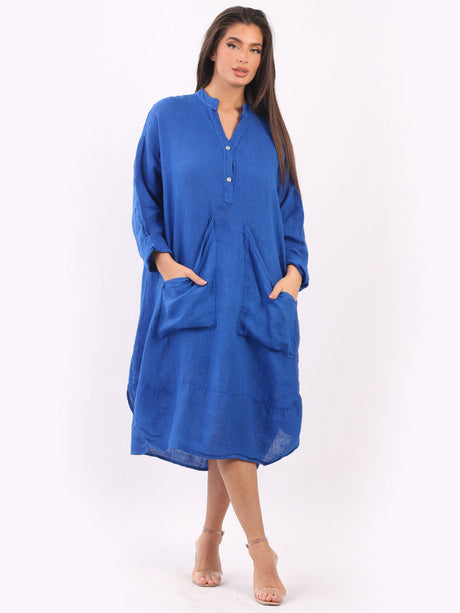 Plain Plus Size Linen Dress