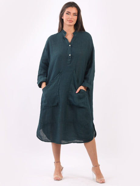 Plain Plus Size Linen Dress