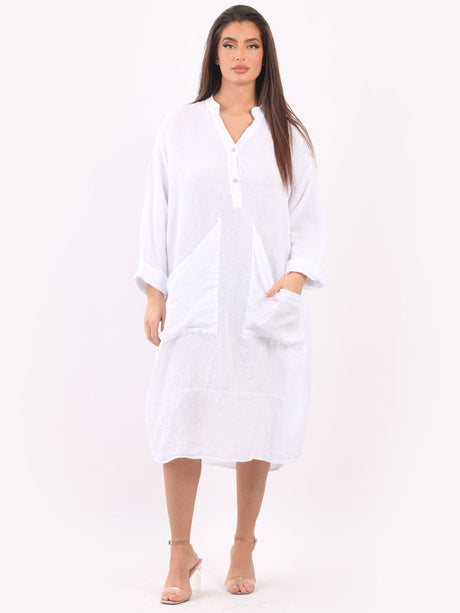 Plain Plus Size Linen Dress