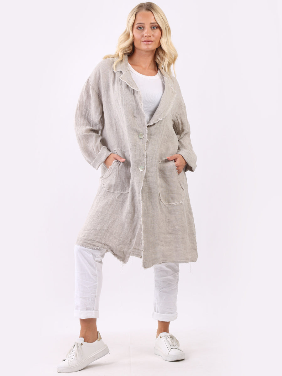 Raw Edges Open Front Linen Jacket