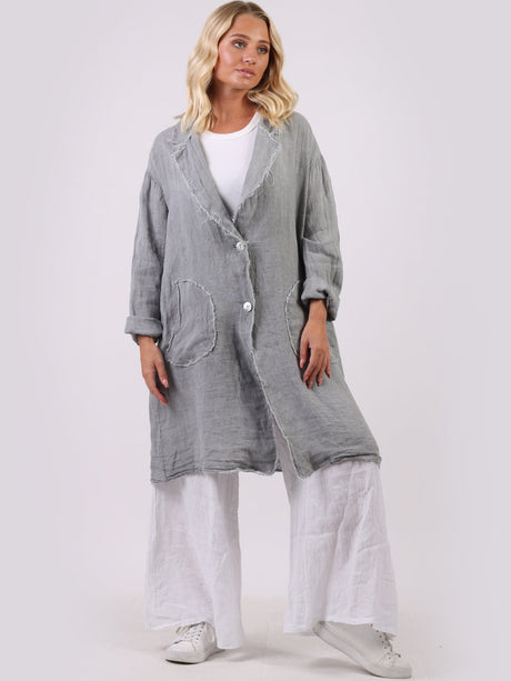 Raw Edges Open Front Linen Jacket