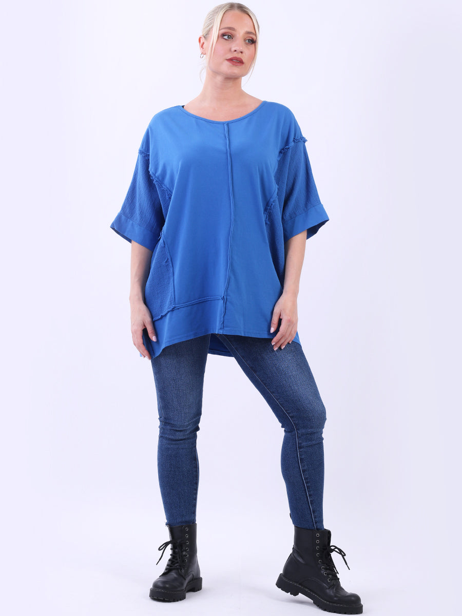 Hopsack Baggy Cotton Top Royal Blue