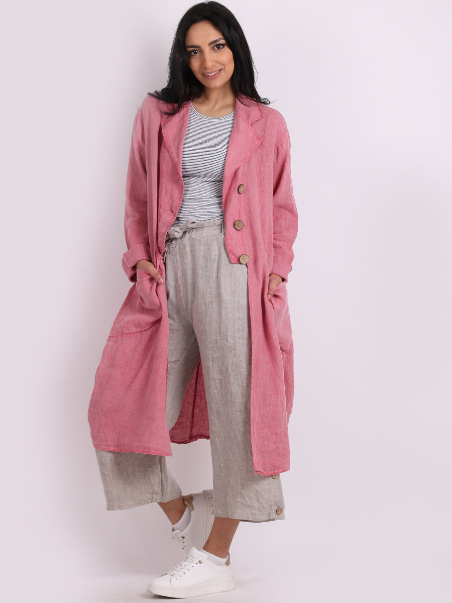 Vintage Washed Linen Plus Size Long Jacket Yayavoo UK