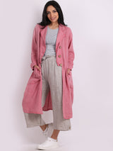 Vintage Washed Linen Plus Size Long Jacket