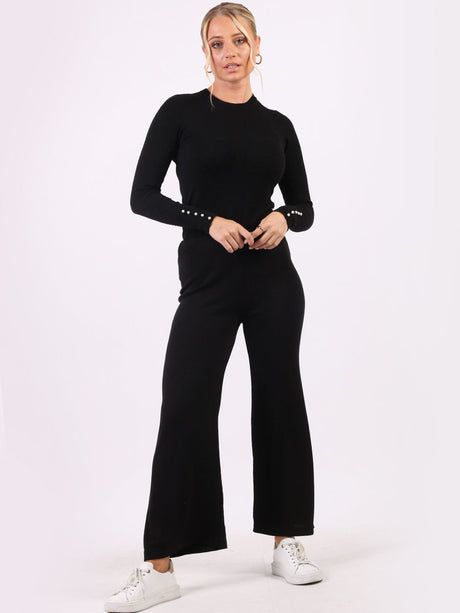 Plain Wide Leg Knitted Trouser