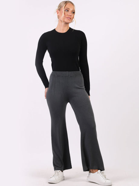 Plain Wide Leg Knitted Trouser