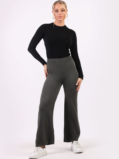 Plain Wide Leg Knitted Trouser