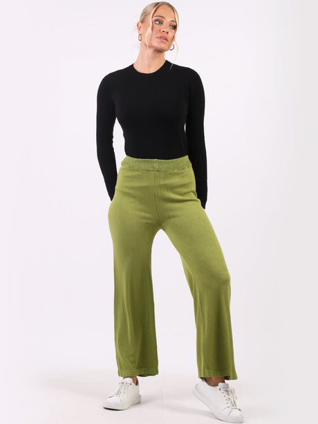 Plain Wide Leg Knitted Trouser