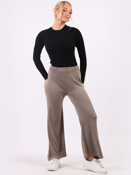 Plain Wide Leg Knitted Trouser