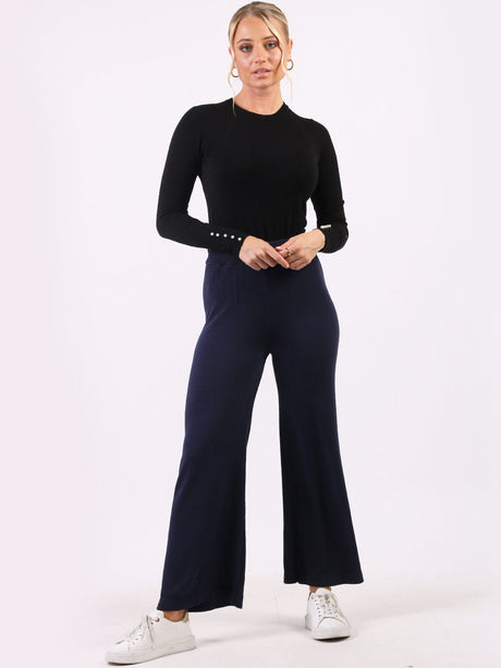 Plain Wide Leg Knitted Trouser