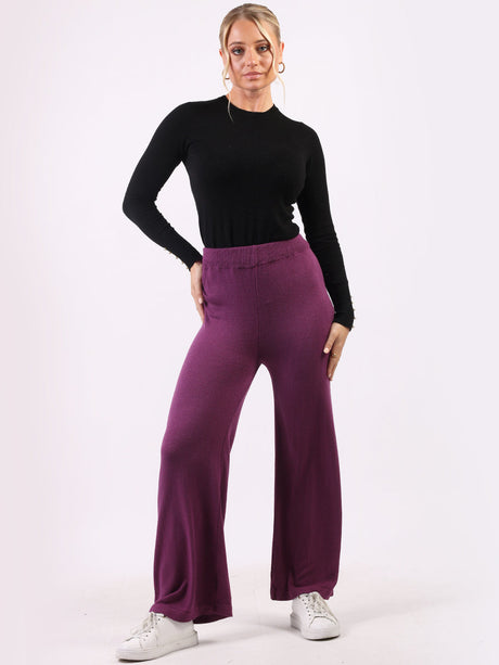 Plain Wide Leg Knitted Trouser