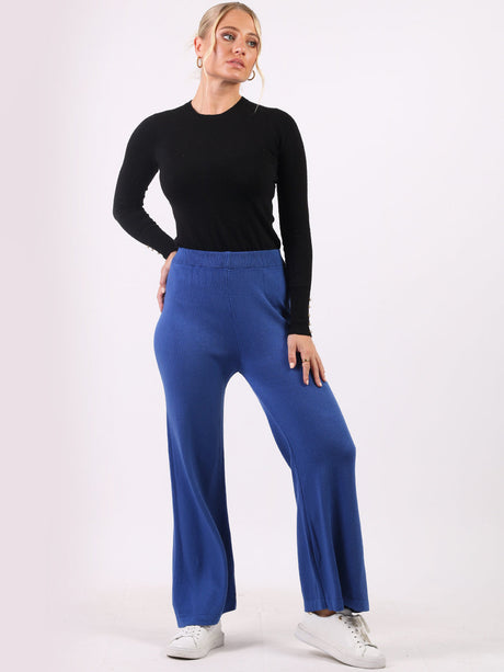 Plain Wide Leg Knitted Trouser