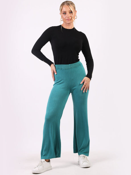 Plain Wide Leg Knitted Trouser