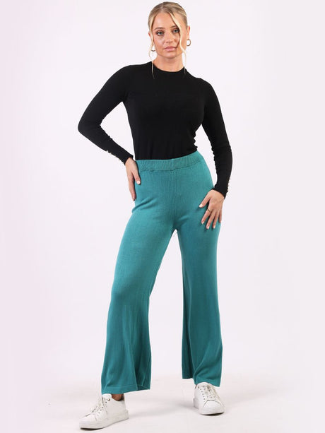 Plain Wide Leg Knitted Trouser