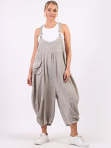 Wide Leg Linen Pabo Cropped Dungaree