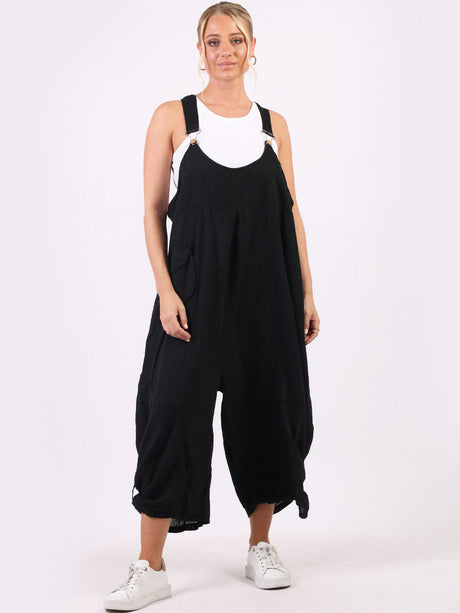 Wide Leg Linen Pabo Cropped Dungaree