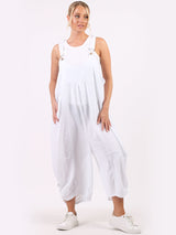 Wide Leg Linen Pabo Cropped Dungaree