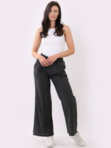 Solid Wide Leg Linen Trouser