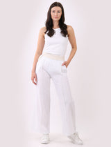 Solid Wide Leg Linen Trouser