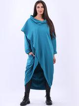 Plus Size Cowl Neck Cross Cotton Dress