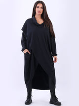 Plus Size Cowl Neck Cross Cotton Dress