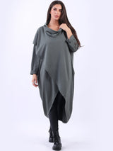 Plus Size Cowl Neck Cross Cotton Dress