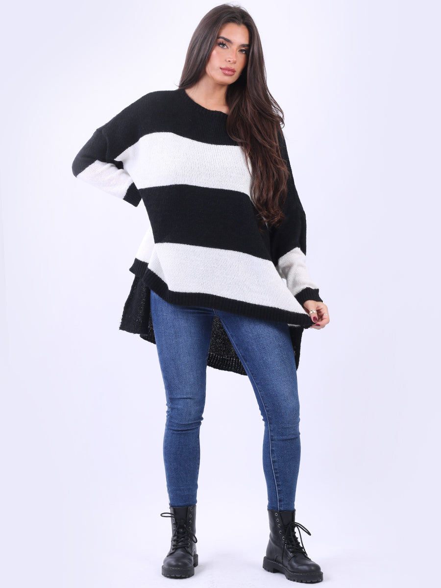 Plus Size Stripy Wool Knitted Jumper