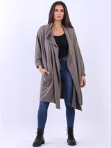 Plain Hooded Oversized Cotton Open Cardigan