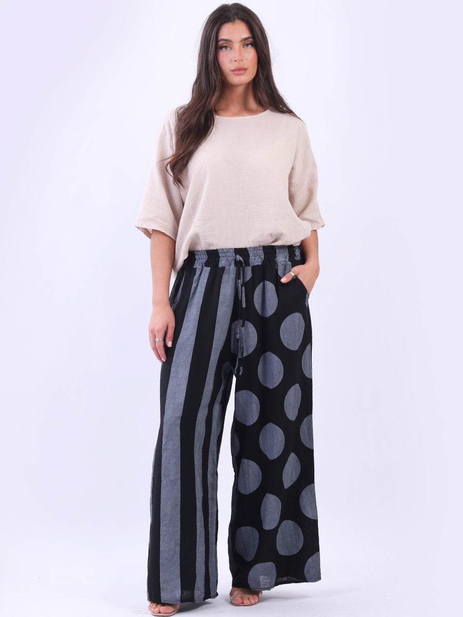 Polka  And Stripy Mix Print Palazzo