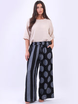 Polka  And Stripy Mix Print Palazzo