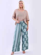 Ladies Linen Striped Polka Palazzo Trouser