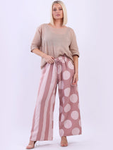 Ladies Linen Striped Polka Palazzo Trouser