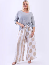 Ladies Linen Striped Polka Palazzo Trouser