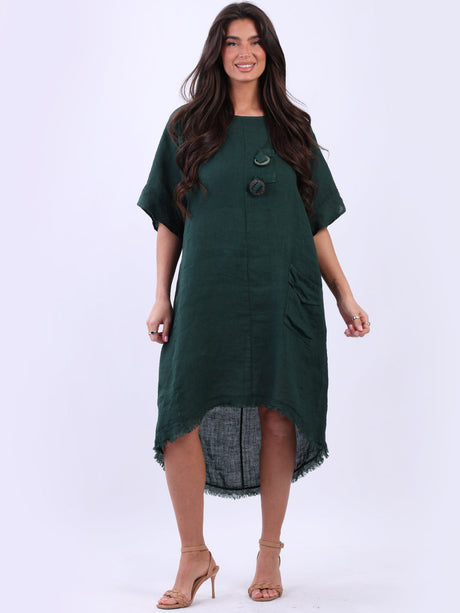 Solid Linen Midi Dress