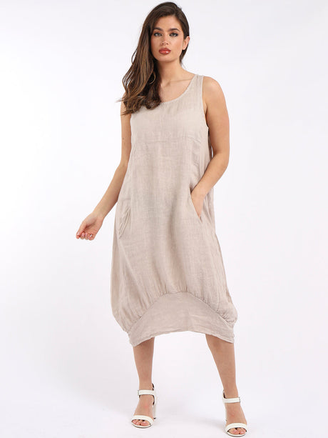 Ladies Linen Balloon Tank Dress