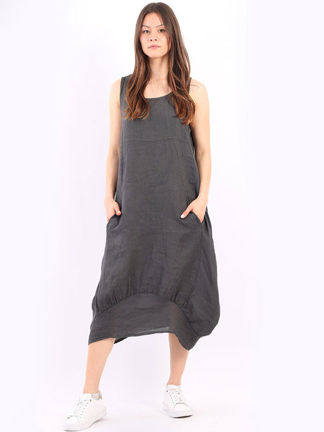 Ladies Linen Balloon Tank Dress