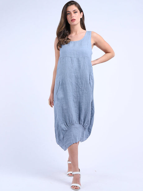 Ladies Linen Balloon Tank Dress