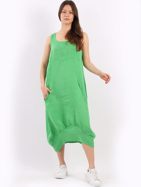 Ladies Linen Balloon Tank Dress