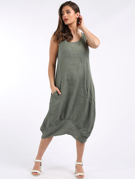 Ladies Linen Balloon Tank Dress