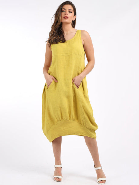 Ladies Linen Balloon Tank Dress