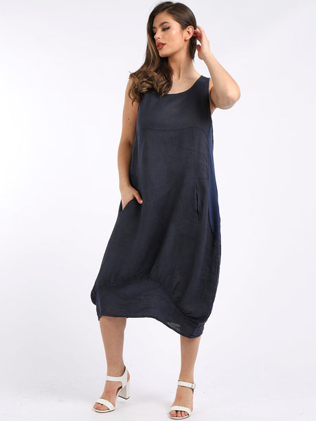 Ladies Linen Balloon Tank Dress