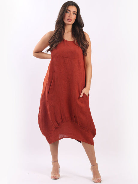 Ladies Linen Balloon Tank Dress