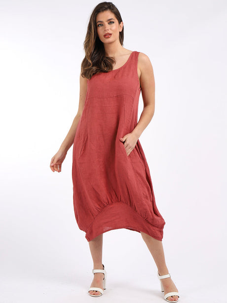 Ladies Linen Balloon Tank Dress