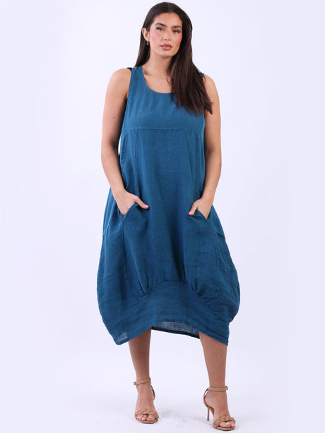 Ladies Linen Balloon Tank Dress