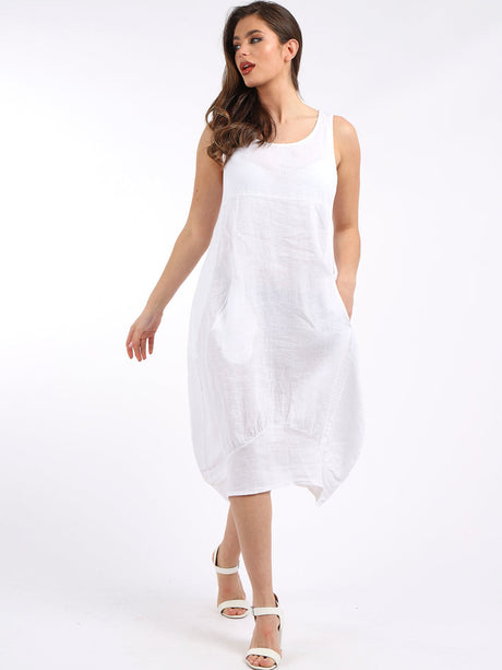 Ladies Linen Balloon Tank Dress